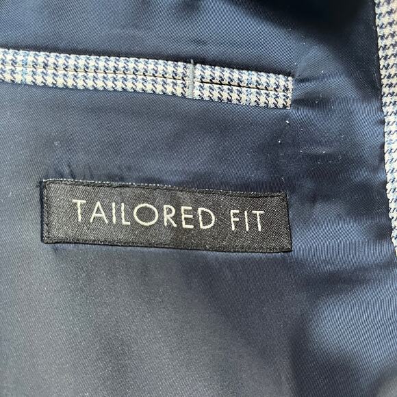 Jos. A. Bank Blazer Mens Size 44S Blue Black Houndstooth Tailored Fit Two-Button - Picture 9 of 11